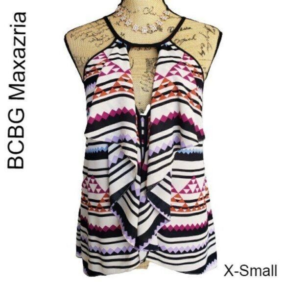 BCBGMaxazria Sleeveless Sexy Keyhole Front Halter style Top XS NWOT - Picture 1 of 7
